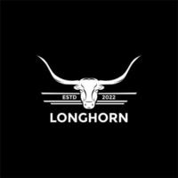 longhorns texas. design de logotipo de rótulo de gado de touro ocidental do país vetor