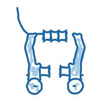 alças de freio de bicicleta ícone de doodle ilustração desenhada à mão vetor