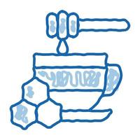 adicione mel à xícara de chá ícone doodle ilustração desenhada à mão vetor