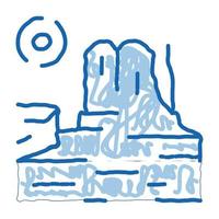 ilustração desenhada à mão do ícone do doodle do desfiladeiro rochoso vetor
