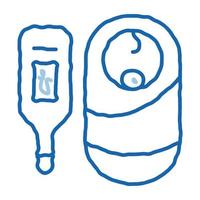ícone de doodle de medição de temperatura de bebê ilustração desenhada à mão vetor