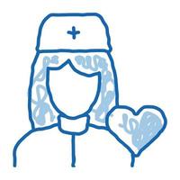 ícone de rabisco de enfermeira médica ilustração desenhada à mão vetor