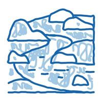 ícone de doodle de rio fluindo ilustração desenhada à mão vetor