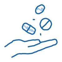 drogas médicas na mão ícone de doodle ilustração desenhada à mão vetor
