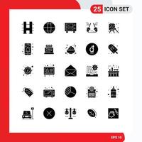 conjunto de 25 sinais de símbolos de ícones de interface do usuário modernos para pintura arte dinheiro cavalete limpeza elementos de design de vetores editáveis
