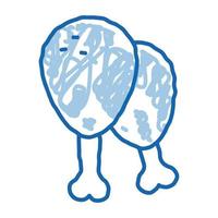 ícone de doodle de pernas de frango ilustração desenhada à mão vetor