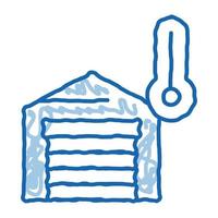 medições de temperatura na ilustração desenhada à mão do ícone do doodle da garagem vetor