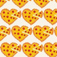 padrão perfeito com pizza em forma de coração. conceito de dia dos namorados vetor
