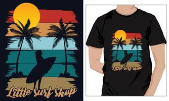 design de camisetas de verão pequena loja de surf vetor