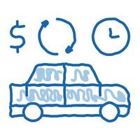 ícone de rabisco de estacionamento de dinheiro ilustração desenhada à mão vetor