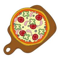 pizza em uma ilustração vetorial de tábua de corte. vetor