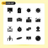 16 ícones criativos para design moderno de sites e aplicativos móveis responsivos 16 sinais de símbolos de glifos em fundo branco 16 pacotes de ícones criativos de fundo vetorial de ícones pretos vetor