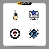 conjunto de 4 sinais de símbolos de ícones de interface do usuário modernos para mapa de seta pitada de seta de marketing elementos de design de vetores editáveis