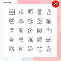 grupo de sinais e símbolos de 25 linhas para localização, comércio de energia, ecologia, comunicação, elementos de design de vetores editáveis