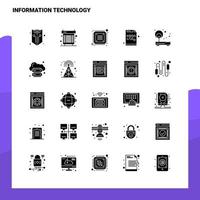 25 conjunto de ícones de tecnologia da informação modelo de ilustração vetorial de ícone de glifo sólido para web e ideias móveis para empresa de negócios vetor