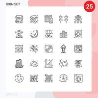 pacote de interface de usuário de 25 linhas básicas de elementos de design de vetores editáveis de comida doce responsiva de globo de link