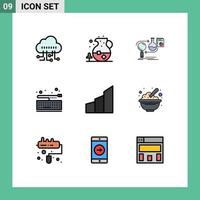 9 ícones criativos sinais modernos e símbolos de arquitetura teclado de negócios placa de teclado editável elementos de design vetorial vetor