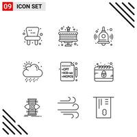 conjunto perfeito de ícones de 9 linhas conjunto de ícones de contorno para webite design e interface de aplicativos móveis criativo ícone preto fundo do vetor