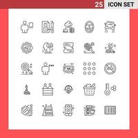 25 ícones criativos sinais modernos e símbolos de elementos de design de vetores editáveis de servidor de janela de arquivo de janela de carro
