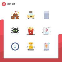 Pacote de cores planas de 9 interfaces de usuário de sinais e símbolos modernos de aparelhos assustadores assustadores Elementos de design de vetor editável doméstico de férias