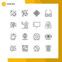 16 ícones criativos, sinais e símbolos modernos de elementos de design de vetores editáveis de óculos de visualização rápida