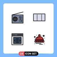Conceito de cor plana de 4 linhas preenchidas para sites móveis e interface de layout frio de mídia de aplicativos elementos de design de vetores editáveis de inverno