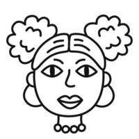 rosto de mulher em estilo de linha doodle. retrato desenhado de mão de menina. ilustração em vetor isolado simples.