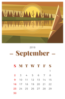 Setembro 2018 Paisagem Calendário Mensal