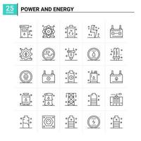 25 ícones de energia e conjunto de fundo vetorial