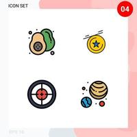 4 ícones criativos, sinais e símbolos modernos de soldado de comida, exército de comida saudável, planetas, astronomia, elementos de design de vetores editáveis