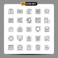 25 sinais de símbolos de contorno de pacote de ícones pretos para designs responsivos em fundo branco 25 ícones definem o fundo criativo do vetor de ícones pretos