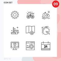pacote de ícones vetoriais de estoque de 9 sinais e símbolos de linha para mapa estelar varredura de gelo elementos de design de vetores editáveis limpos