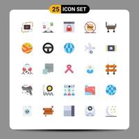 grupo de símbolos de ícone universal de 25 cores planas modernas de elementos de design de vetores editáveis de página rápida sem elevador de comida