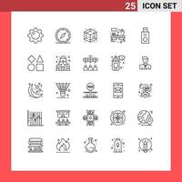 conjunto de 25 sinais de símbolos de ícones de interface do usuário modernos para objetos de escritório de localização de mesa de disco editáveis elementos de design vetorial vetor