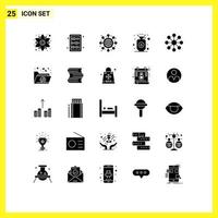 conjunto de 25 sinais de símbolos de ícones de interface do usuário modernos para organização de negócios fogão global cozinhar elementos de design de vetores editáveis