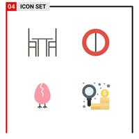 conjunto moderno de pictograma de 4 ícones planos de cadeira bebê contraste interior elementos de design de vetores editáveis de negócios