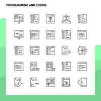 conjunto de ícones de linha de programação e codificação conjunto de 25 ícones design de estilo de minimalismo vetorial conjunto de ícones pretos pacote de pictograma linear vetor