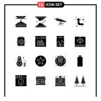 conjunto de 16 ícones de estilo sólido para símbolos de glifo web e móvel para imprimir sinais de ícone sólido isolados no fundo branco conjunto de 16 ícones de fundo de vetor de ícone preto criativo