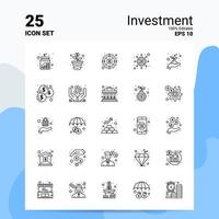 Conjunto de 25 ícones de investimento 100 eps editáveis 10 arquivos de conceito de logotipo de negócios ideias de design de ícone de linha vetor