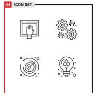 grupo de símbolos de ícone universal de 4 cores planas de linhas preenchidas modernas de receita de acesso internet dinheiro tempo editável elementos de design vetorial vetor