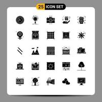 grupo de símbolos de ícone universal de 25 glifos sólidos modernos de processo de aniversário de festa de mão fotografia de câmera vintage elementos de design de vetores editáveis
