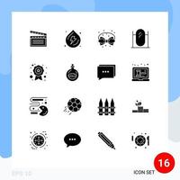 conjunto de 16 sinais de símbolos de ícones de interface do usuário modernos para prêmio interiores móveis de aniversário fita editável elementos de design vetorial vetor