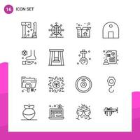 pacote de conjunto de ícones de contorno de 16 ícones de linha isolados em fundo branco para impressão de design de site responsivo e aplicativos móveis fundo criativo de vetor de ícone preto