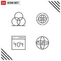 conjunto perfeito de ícones de 4 linhas conjunto de ícones de contorno para webite design e interface de aplicativos móveis criativo ícone preto fundo do vetor