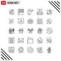 conjunto perfeito de ícones de 25 linhas conjunto de ícones de contorno para webite design e interface de aplicativos móveis fundo criativo do ícone preto do vetor