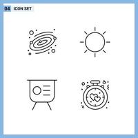 conjunto de pictogramas de 4 cores planas de linhas preenchidas simples de elementos de design de vetores editáveis de desempenho de luz de astronomia