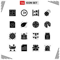 16 ícones de estilo sólido, baseados em grade, símbolos de glifo criativos para design de sites, sinais de ícones sólidos simples, isolados no fundo branco, conjunto de 16 ícones, fundo criativo do vetor de ícones pretos
