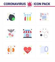 coronavírus 2019ncov covid19 conjunto de ícones de prevenção prescrição fechada doença corona vírus viral doença 2019nov vetor elementos de design