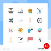 16 ícones criativos sinais modernos e símbolos de oportunidade de alvo de alarme de relógio pacote editável de negócios de elementos de design de vetores criativos