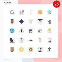 conjunto de pictogramas de 25 cores planas simples de bloqueio de crachá verificar elementos de design de vetores editáveis de biscoitos de nuvem